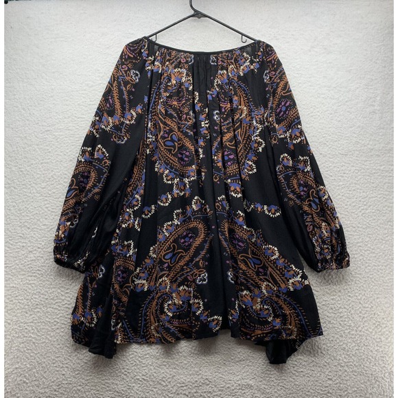 Free People Mini Dress Womens XS Flowy Loose Fit Boho Floral Hippie Pockets - Picture 6 of 13